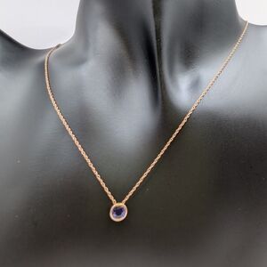 Solid 10K Rose Gold Sapphire Pendant Necklace